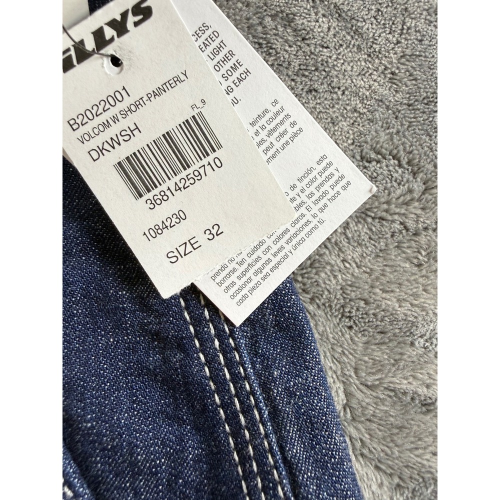 Volcom Painterly Carpenter Shorts Womens 32 Dark Wash Denim Low Rise - Picture 4 of 10